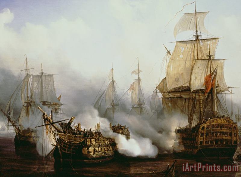 Battle of Trafalgar painting - Louis Philippe Crepin Battle of Trafalgar Art Print