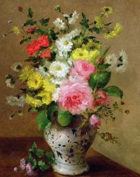 Louise Darru Still Life With Flowers In A Vase