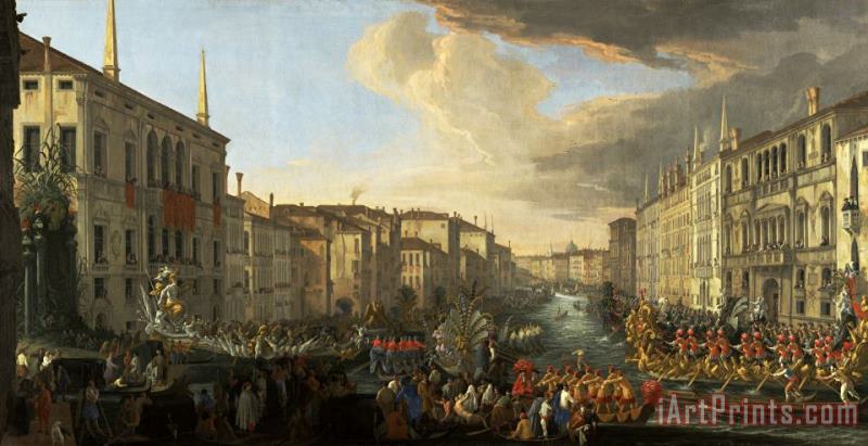 Luca Carlevariis Regatta on The Grand Canal in Honor of Frederick Iv, King of Denmark Art Print