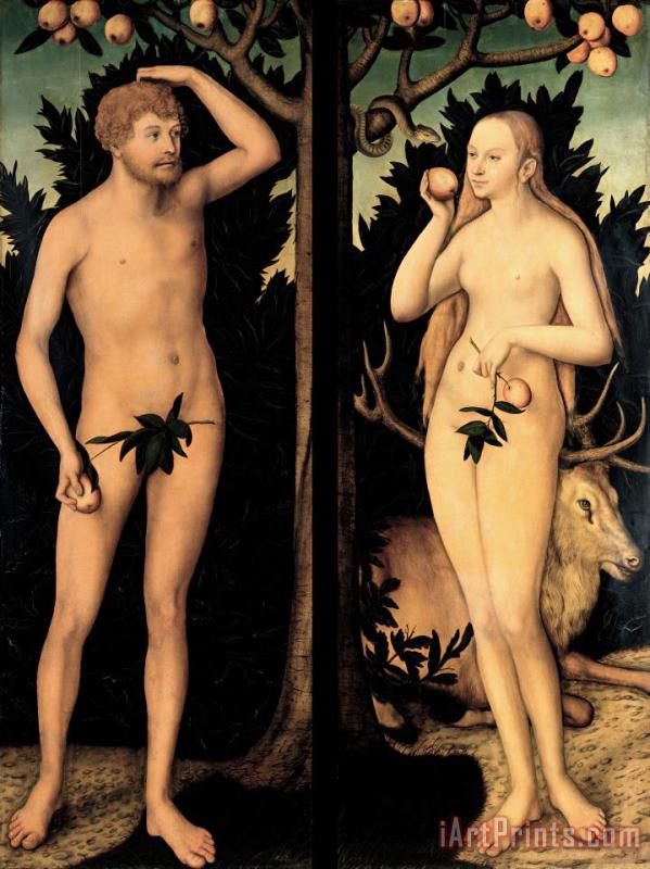 Lucas Cranach The Younger Adam And Eve in The Garden of Eden Art Painting