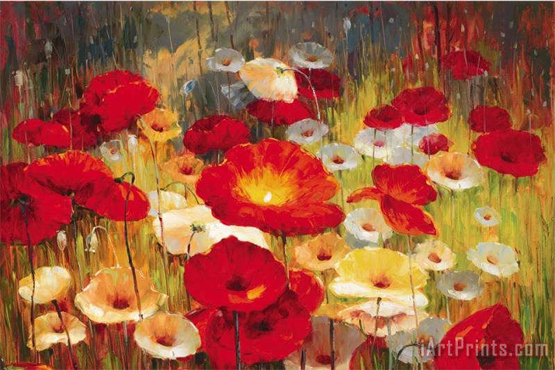 Meadow Poppies painting - Lucas Santini Meadow Poppies Art Print