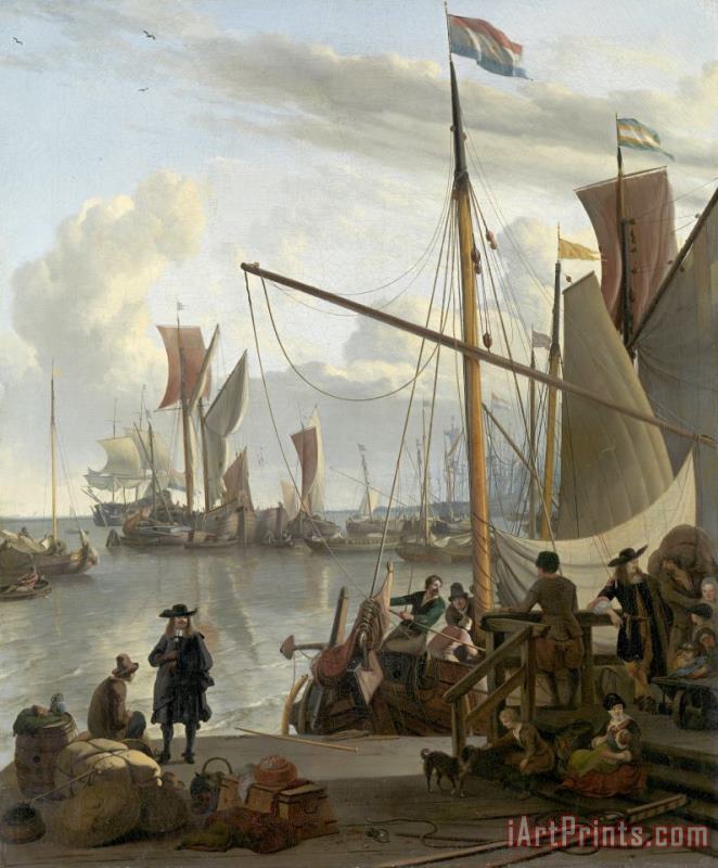 Ludolf Backhuysen The Y at Amsterdam, Seen From The Mosselsteiger Art Painting