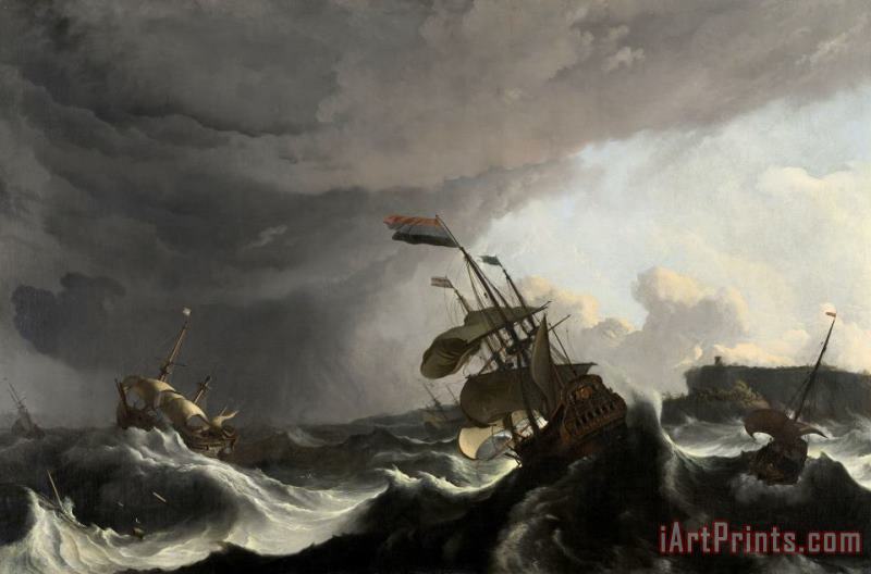 Ludolf Backhuysen Warships in a Heavy Storm Art Print