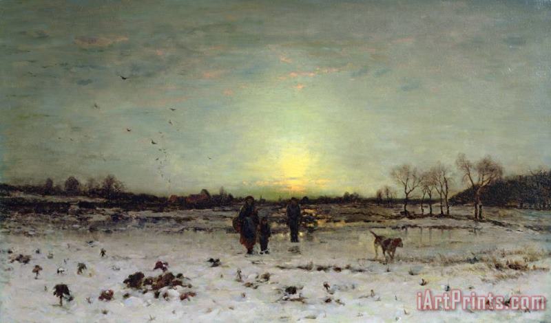 Ludwig Munthe Winter Landscape at Sunset Art Painting