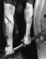 LW Hine Railroad Worker Tightening Wheel