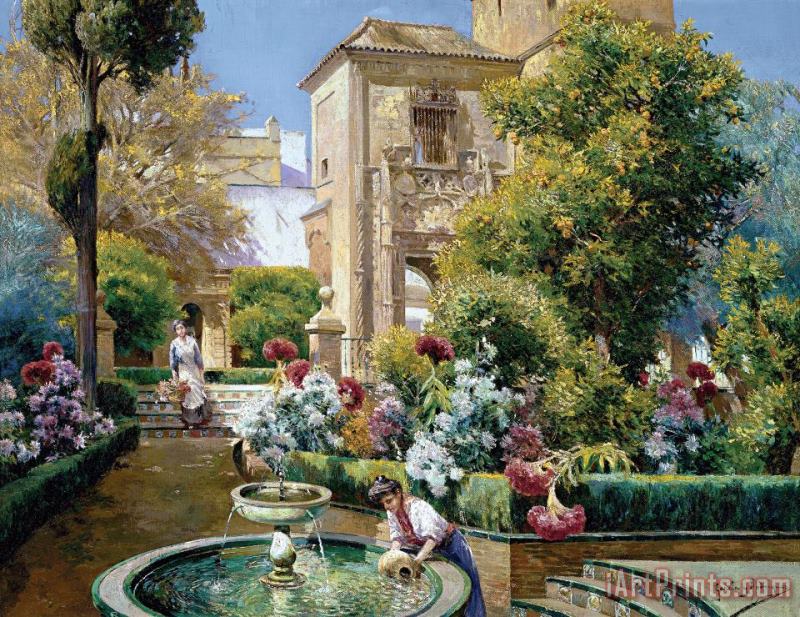 Jardines Del Alcazar, Sevilla painting - Manuel Garcia y Rodriguez Jardines Del Alcazar, Sevilla Art Print