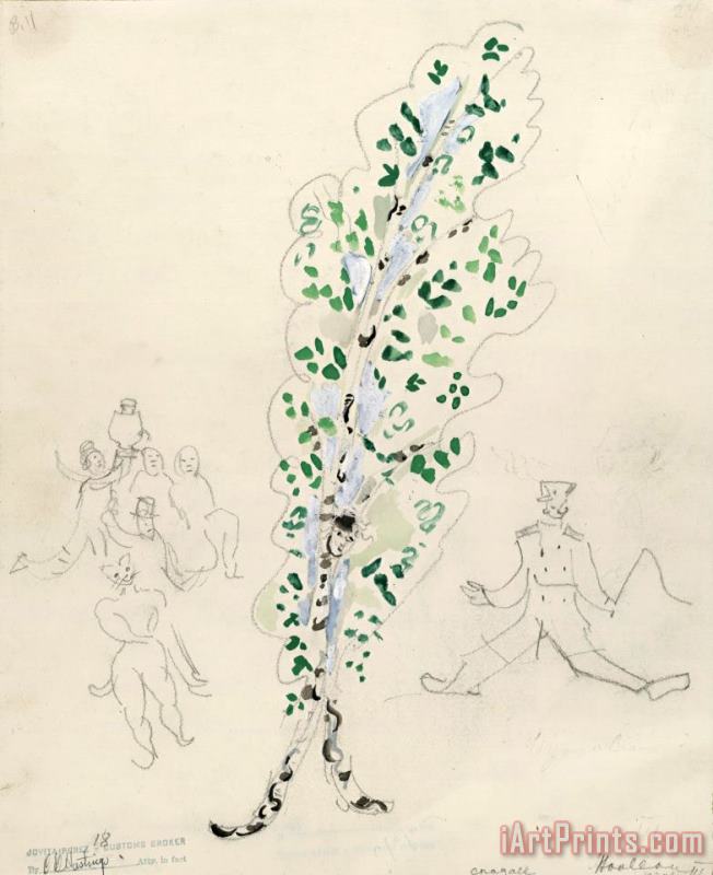A Birch Tree, Costume Design for Aleko (scene Iii). (1942) painting - Marc Chagall A Birch Tree, Costume Design for Aleko (scene Iii). (1942) Art Print