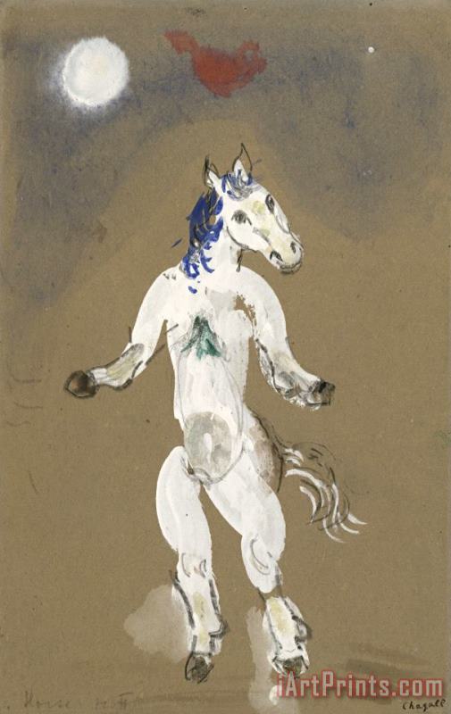 Marc Chagall A Horse. Costume Design for Scene II of The Ballet Aleko. (1942) Art Print