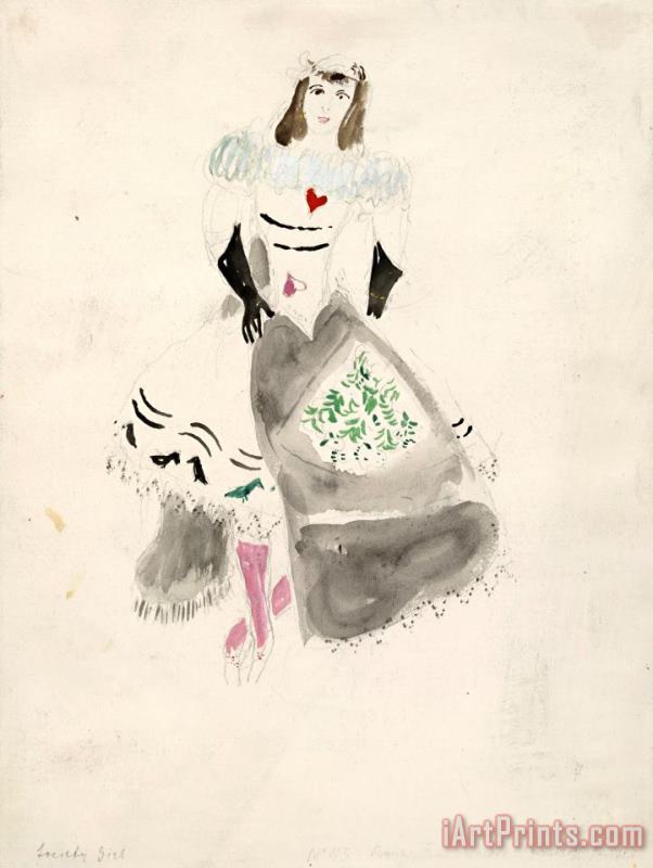 A Society Lady, Costume Design for Aleko (scene Iv). (1942) painting - Marc Chagall A Society Lady, Costume Design for Aleko (scene Iv). (1942) Art Print