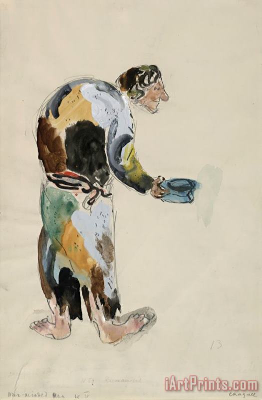 A Weak Minded Man, Costume Design for Aleko (scene Iv). (1942) painting - Marc Chagall A Weak Minded Man, Costume Design for Aleko (scene Iv). (1942) Art Print