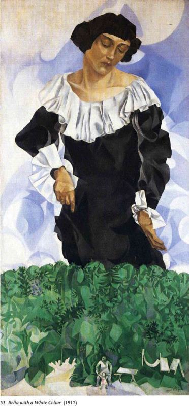 Bella with White Collar 1917 painting - Marc Chagall Bella with White Collar 1917 Art Print