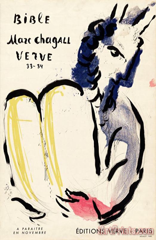 Bible, Marc Chagall, Verve 33 34. 1956 painting - Marc Chagall Bible, Marc Chagall, Verve 33 34. 1956 Art Print