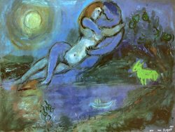 Marc Chagall Blue Couple by The Seashore painting