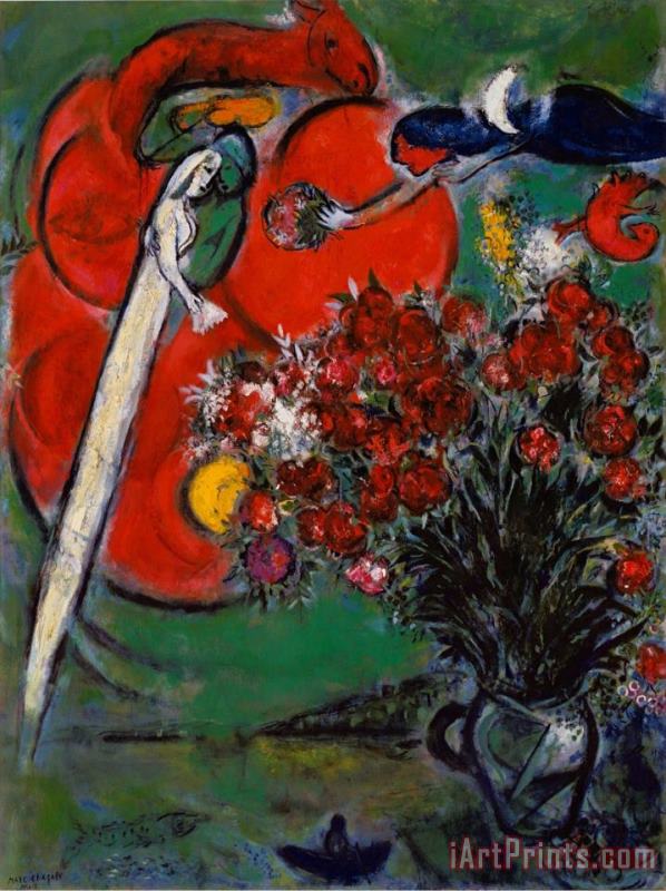 Blumenstilleben St Jean Cap Ferrat 1956 painting - Marc Chagall Blumenstilleben St Jean Cap Ferrat 1956 Art Print