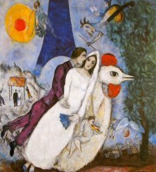 Marc Chagall Bridal Couple with Eiffel Spride