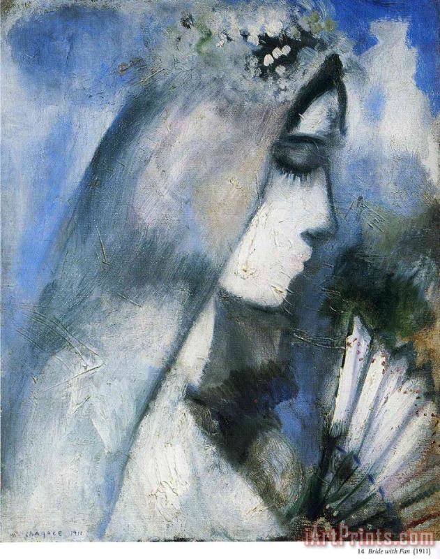 Bride with a Fan 1911 painting - Marc Chagall Bride with a Fan 1911 Art Print
