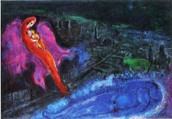 Marc Chagall Bridges Over The Seine 1954 painting