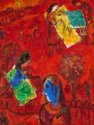 Marc Chagall Composition En Rouge, 1973 painting