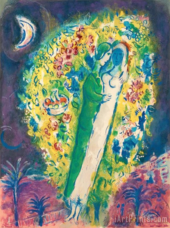Couple Dans Mimosa Couple painting - Marc Chagall Couple Dans Mimosa Couple Art Print