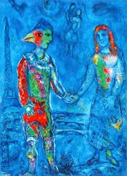 Marc Chagall Couple in Blue painting