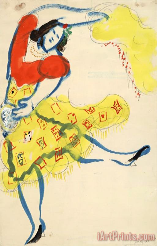 Marc Chagall Gypsy, Costume Design for Aleko (scene I). (1942) Art Painting