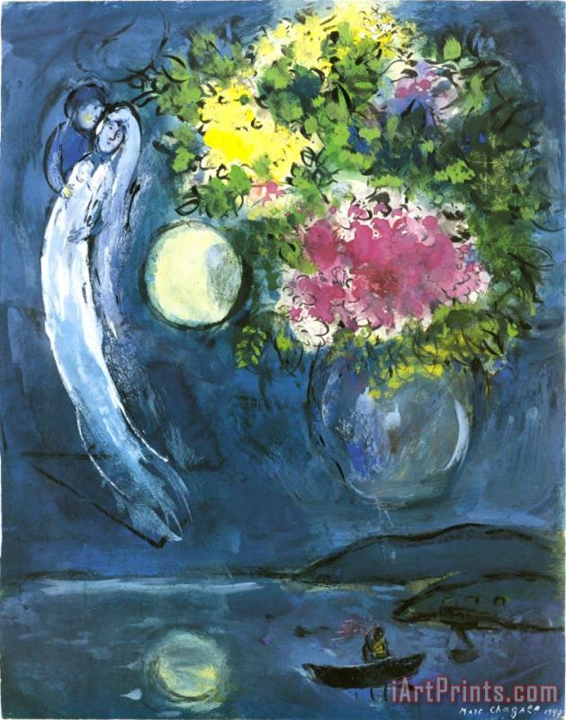 Lovers with Bouquet C 1949 painting - Marc Chagall Lovers with Bouquet C 1949 Art Print