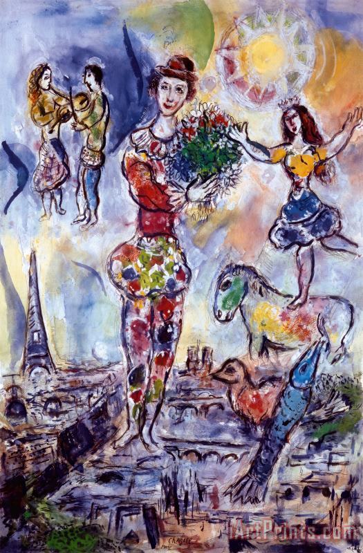Marc Chagall On The Roof of Paris Art Painting
