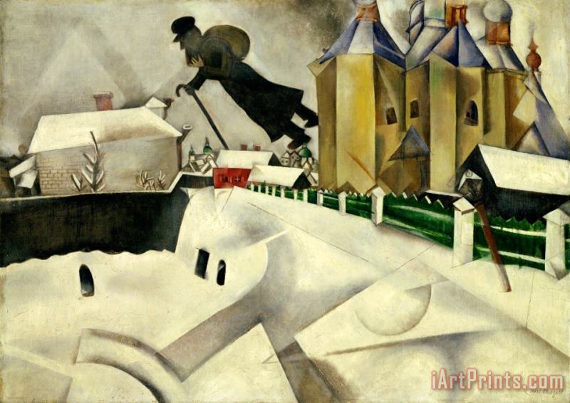 Over Vitebsk. 1915 20 (after a Painting of 1914) painting - Marc Chagall Over Vitebsk. 1915 20 (after a Painting of 1914) Art Print