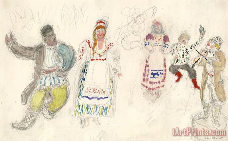 Marc Chagall Peasants, Costume Design for Aleko (scene Iii). (1942) Art Print