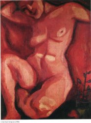 Marc Chagall Red Nude Sitting Up 1908 painting