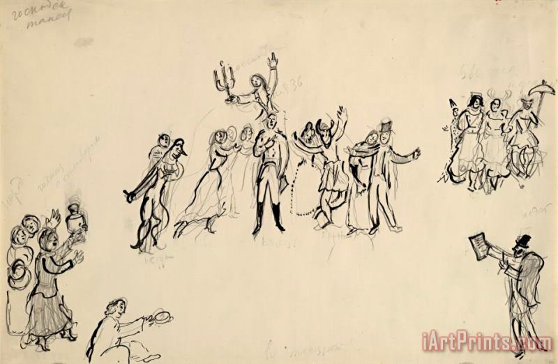 Sketch for The Choreographer, for Aleko. (1942) painting - Marc Chagall Sketch for The Choreographer, for Aleko. (1942) Art Print