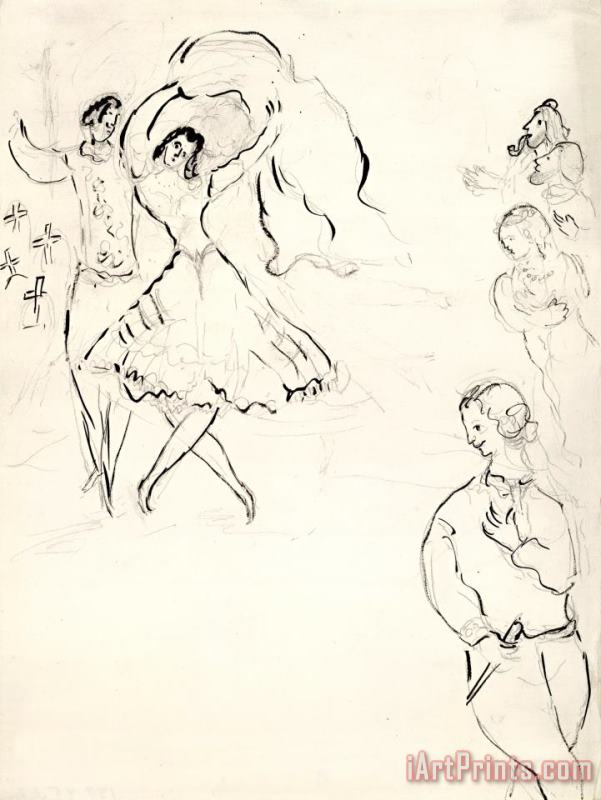 Marc Chagall Sketch for The Choreographer, for Aleko. (1942) Art Print