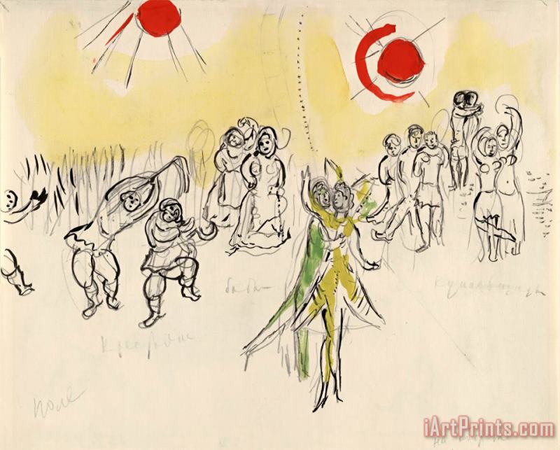 Sketch for The Choreographer, for Aleko. (1942) painting - Marc Chagall Sketch for The Choreographer, for Aleko. (1942) Art Print