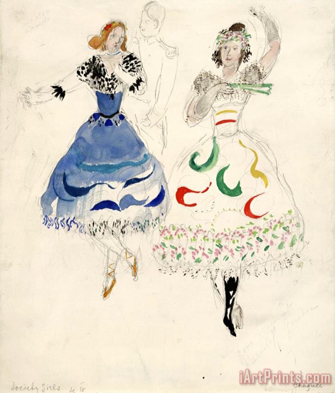 Marc Chagall Society Girls, Costume Design for Aleko (scene Iv). (1942) Art Print