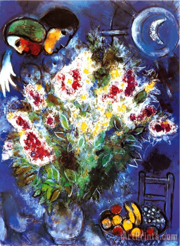 Still Life with Flowers painting - Marc Chagall Still Life with Flowers Art Print