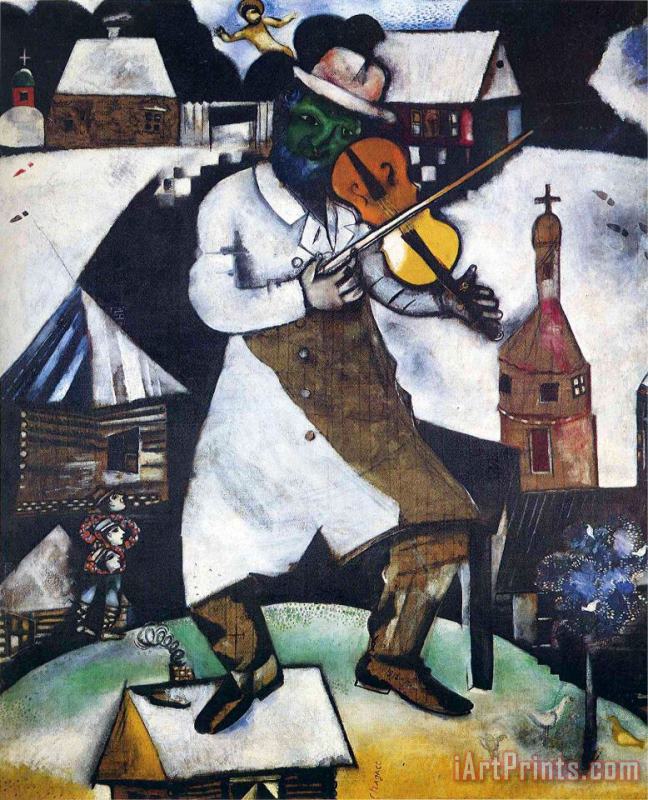 The Fiddler 1913 painting - Marc Chagall The Fiddler 1913 Art Print