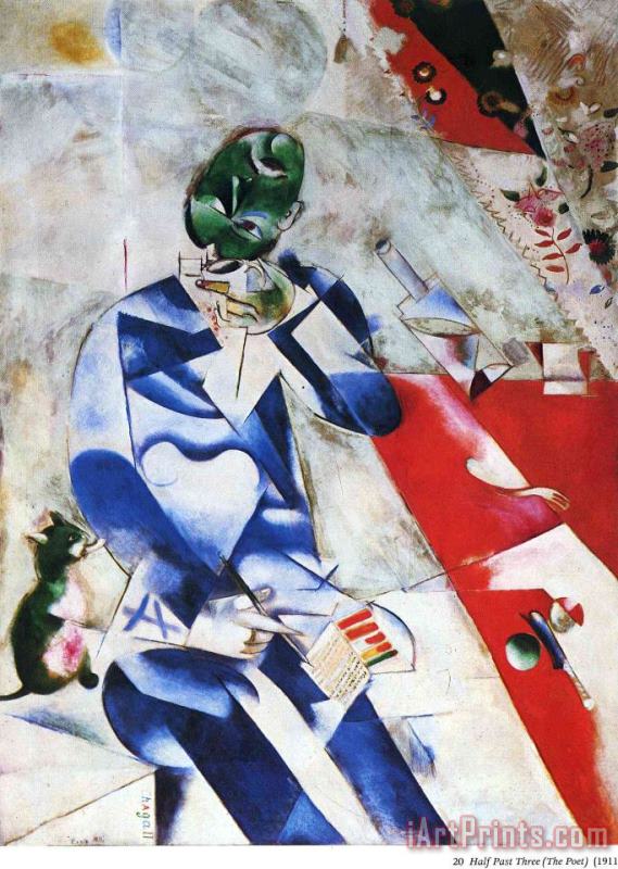 The Poet Or Half Past Three 1912 painting - Marc Chagall The Poet Or Half Past Three 1912 Art Print