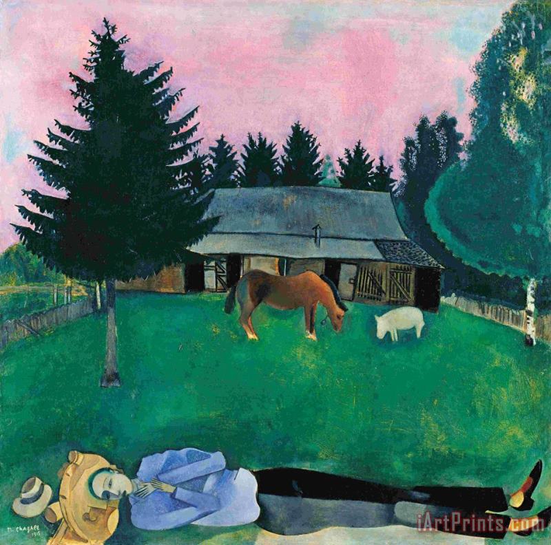 Marc Chagall The Poet Reclining 1915 Art Print