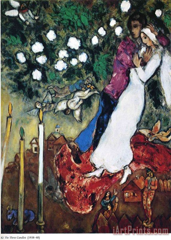 The Three Candles 1940 painting - Marc Chagall The Three Candles 1940 Art Print