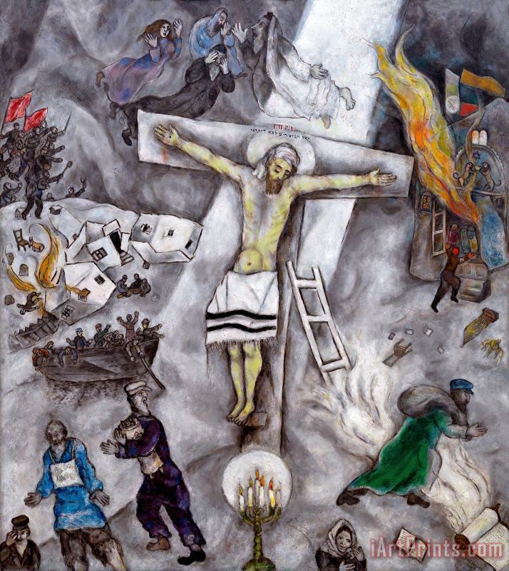 White Crucifixion 1938 painting - Marc Chagall White Crucifixion 1938 Art Print