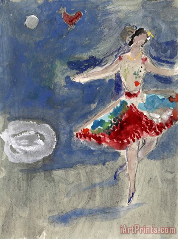 Zemphira. Costume Design for Scene I of The Ballet Aleko. (1942) painting - Marc Chagall Zemphira. Costume Design for Scene I of The Ballet Aleko. (1942) Art Print