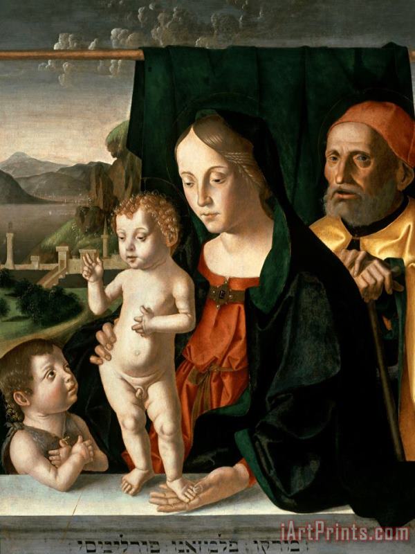 Marco Palmezzano Holy Family with The Infant Saint John The Baptist Art Print