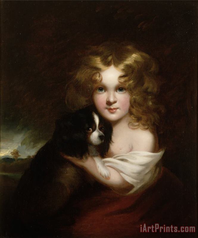Young Girl with a Dog painting - Margaret Sarah Carpenter Young Girl with a Dog Art Print