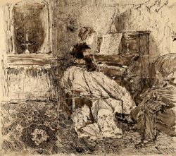 Mariano Jose Maria Bernardo Fortuny Y Carbo Cecilia De Madrazo Playing The Piano painting