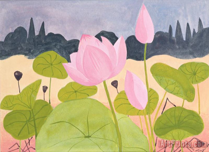 Marie Hugo Lotus In The Garrigue Art Print