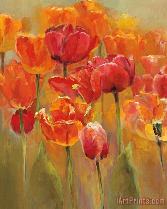 Tulips in The Midst I painting - Marilyn Hageman Tulips in The Midst I Art Print