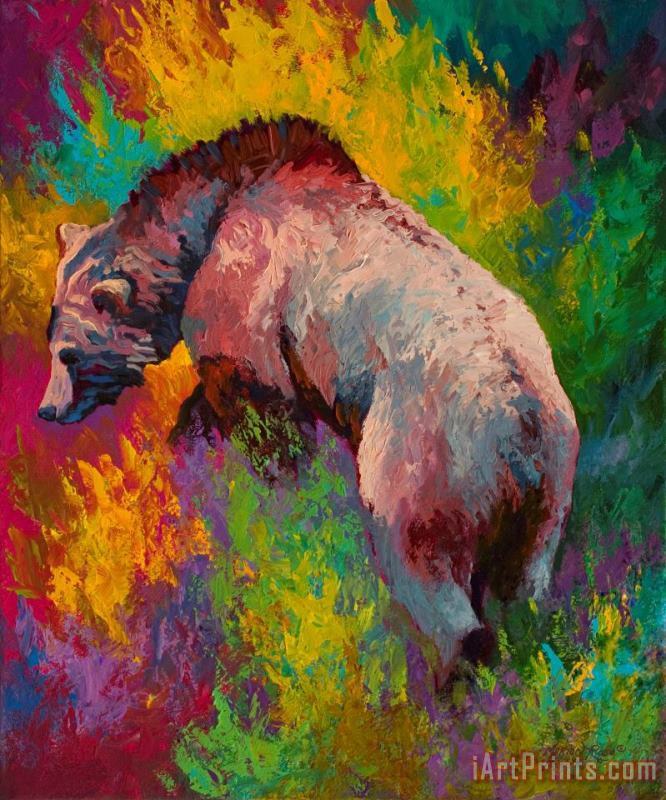 Marion Rose Climbing The Bank - Grizzly Bear Art Painting