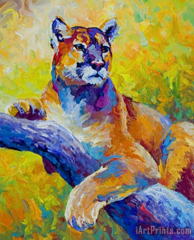 Cougar Portrait I painting - Marion Rose Cougar Portrait I Art Print