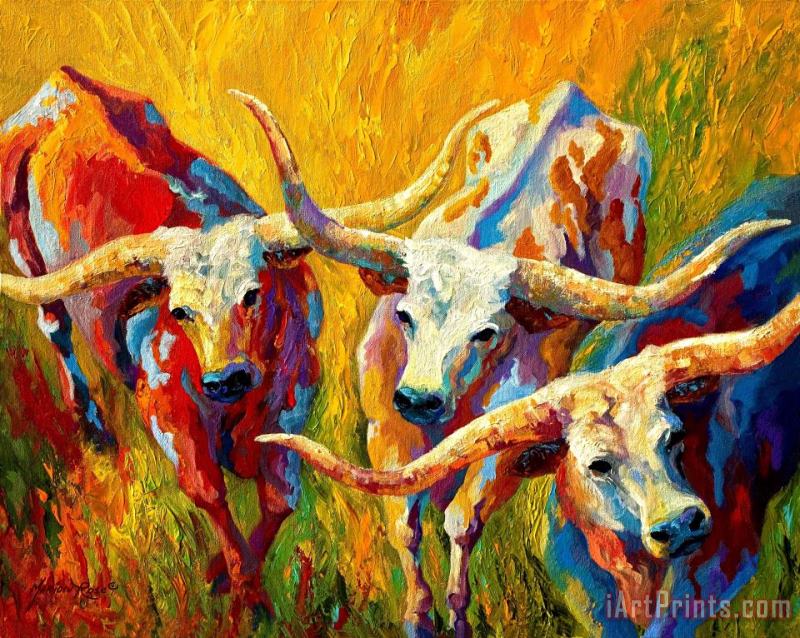 Dance Of The Longhorns painting - Marion Rose Dance Of The Longhorns Art Print