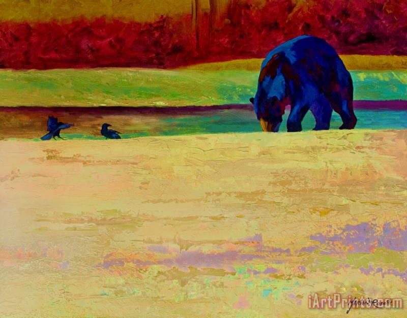 Foraging At Neets Bay - Black Bear painting - Marion Rose Foraging At Neets Bay - Black Bear Art Print